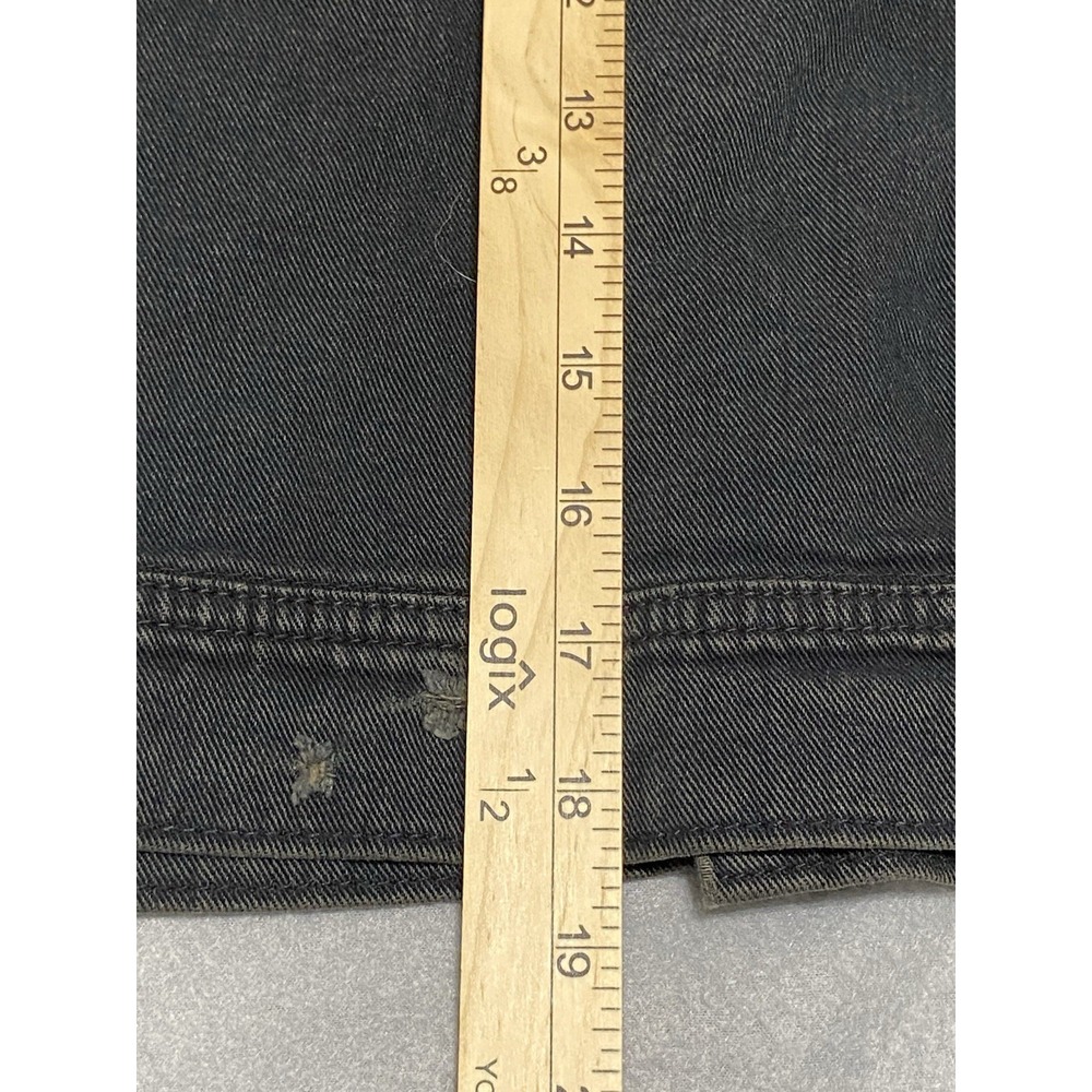 Free People Hooded Denim Jacket Black Grey Knit Sleeve Distressed Small OB401140 - Picture 5 of 12